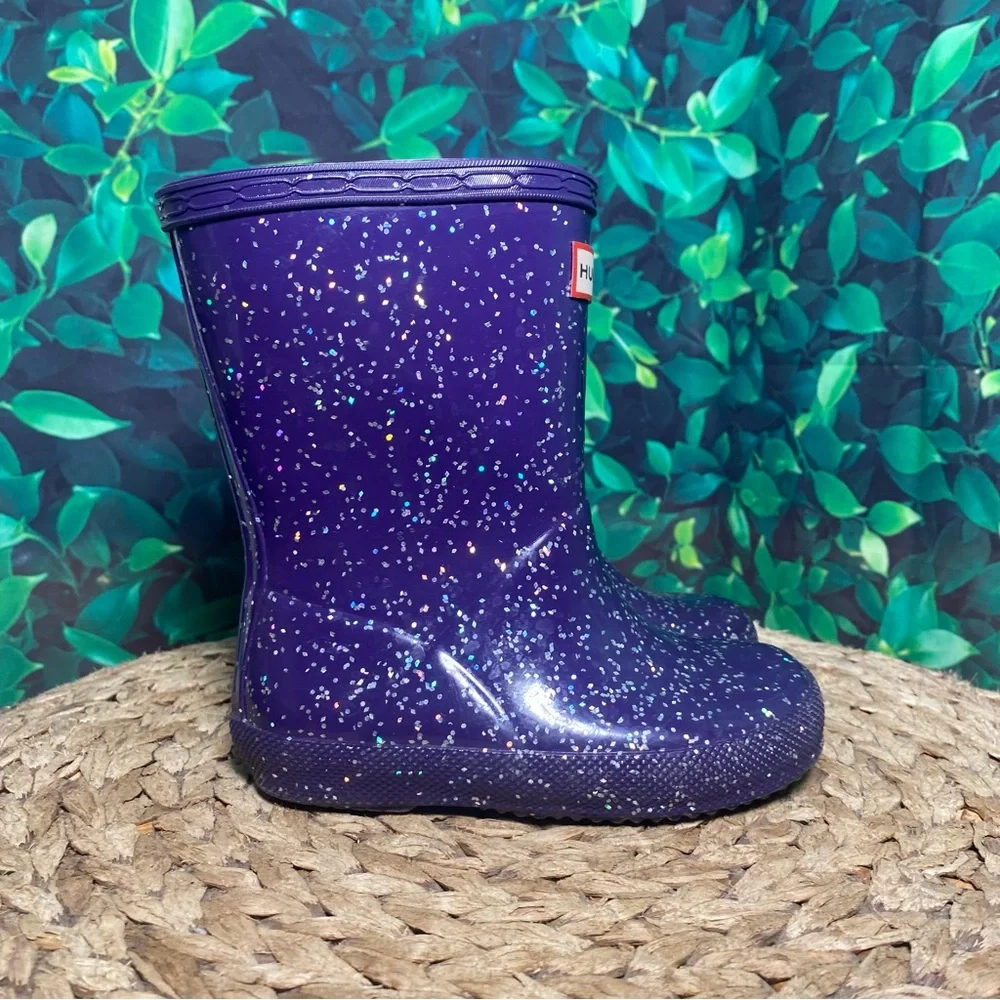 Hunter Purple Glitter Kids Rain Boots